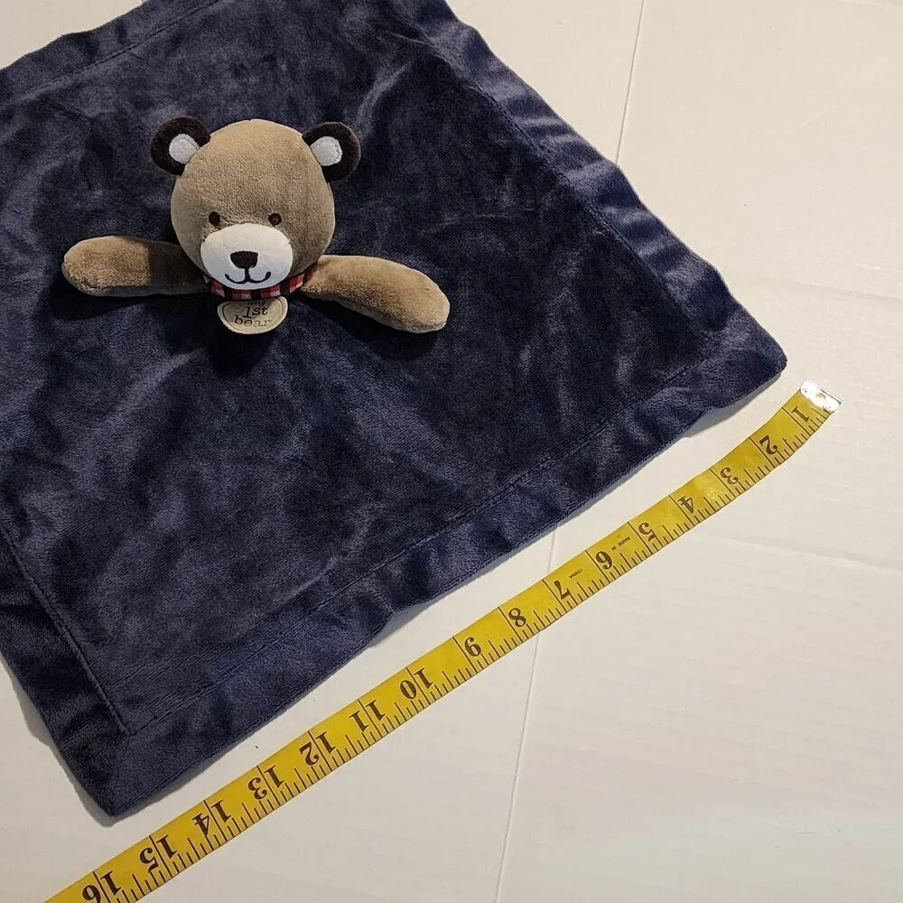 Carter's first bear plush lovey security blanket rattle  navy blue